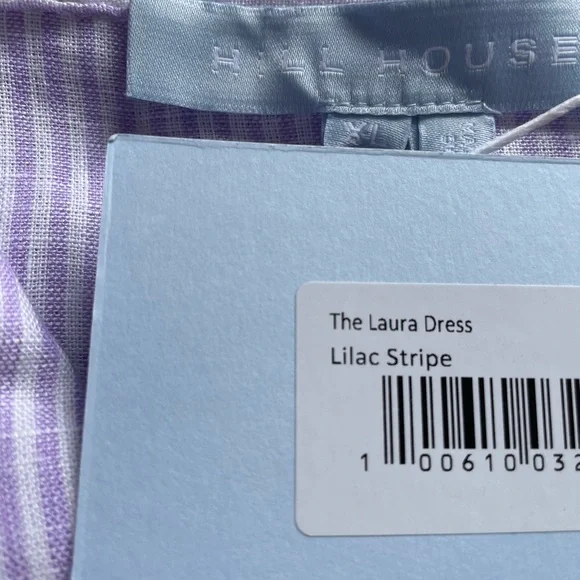 Hill House Laura Dress Linen Lilac Stripe Pockets Belted NWT - Picture 12 of 12
